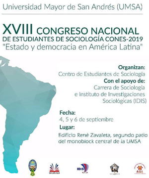 XVIII CONGRESO NACIONAL DE ESTUDIANTES DE SOCIOLOGÍA CONES-2019
