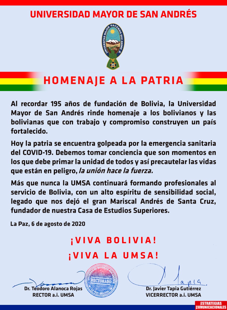 HOMENAJE A LA PATRIA - Universidad Mayor de San Andrés