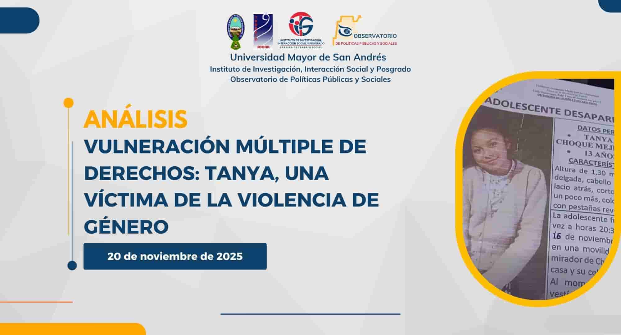 Vulneración múltiple de derechos: Tanya, una víctima de la violencia de género