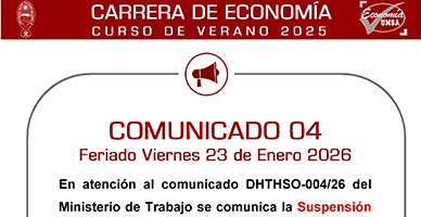 📢COMUNICADO 04 / Curso de Verano Economía 2025
