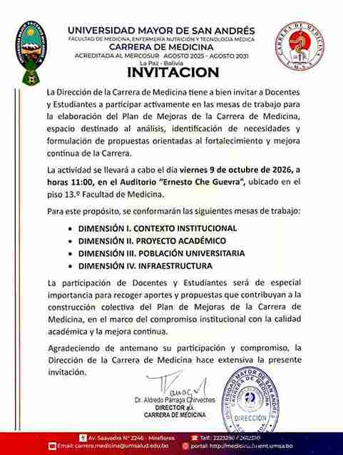 Plan de Mejoras de la Carrera de Medicina – Mesas de Trabajo
