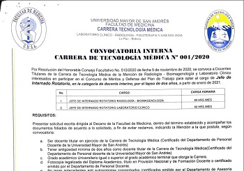 CONVOCATORIA INTERNA JEFE DE INTERNADO ROTATORIO