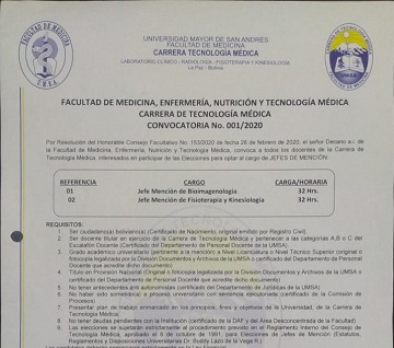 CONVOCATORIA A JEFE DE MENCIÓN