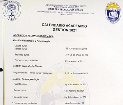 CALENDARIO ACADEMICO GESTION 2021