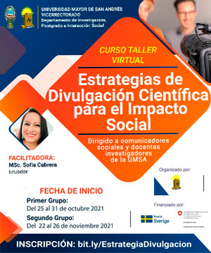 Curso Taller virtual “Estrategias de Divulgación Científica para el Impacto Social”