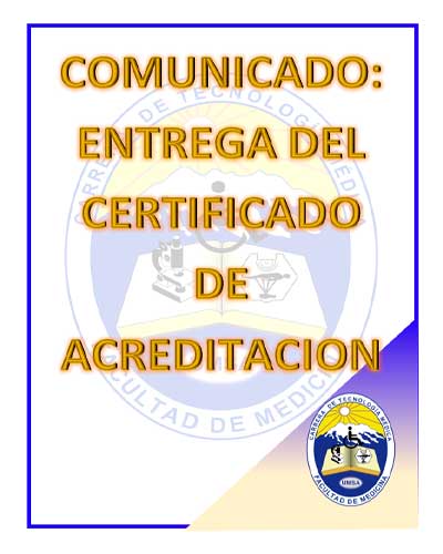 COMUNICADO: ACTO DE ENTREGA DEL CERTIFICADO DE ACREDITACION