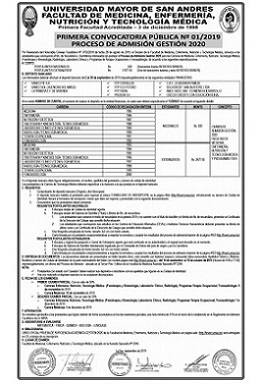 PROCESO DE ADMISIÓN CARRERA DE TECNOLOGÍA MÉDICA 2020