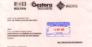 SOLICITUD DE PASANTES PARA GESTORA PÚBLICA DE LA SEGURIDAD SOCIAL DE LARGO PLAZO
